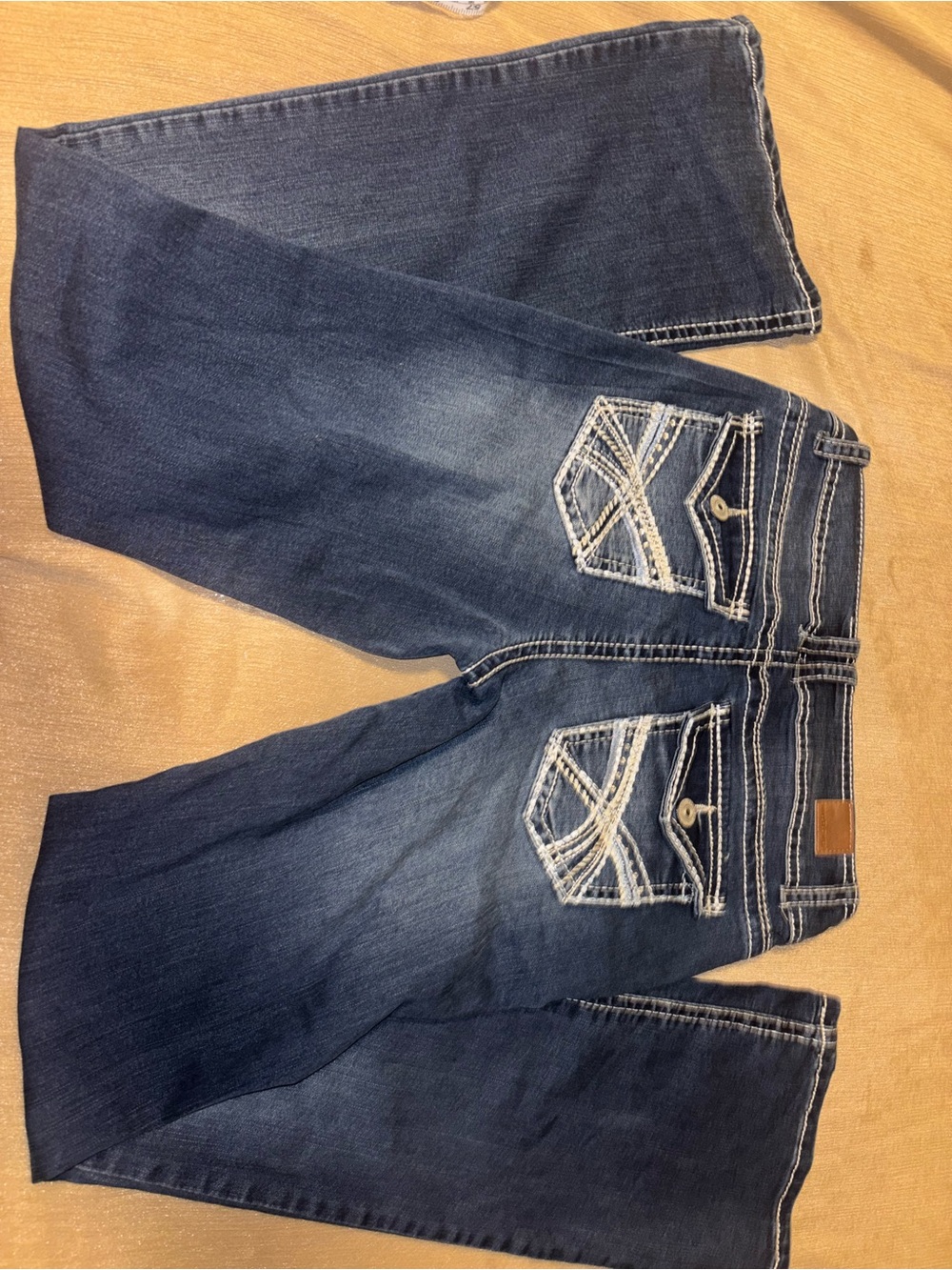 Wallflower Women’s Dark Blue Boot Cut Jeans with Embroidered Back Pockets